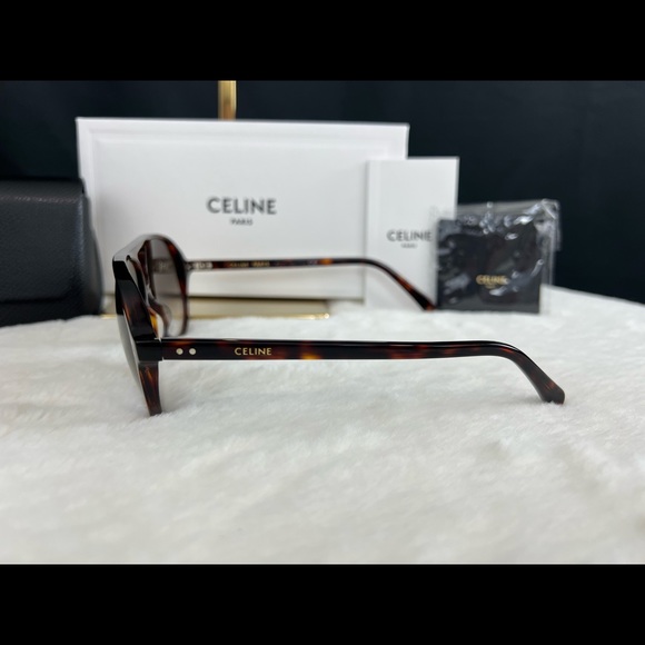 Celine Paris Havana Brown Sunglasses Aviator Style Frames Made in Italy Chic - Picture 4 of 10